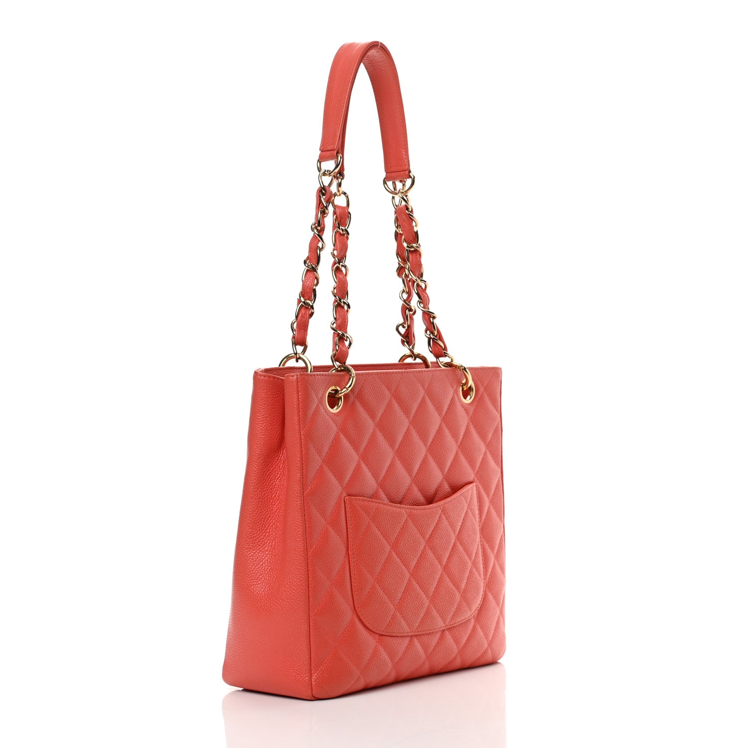 Chanel Caviar Quilted Petit Shopping Tote PST Orange 2 of 14