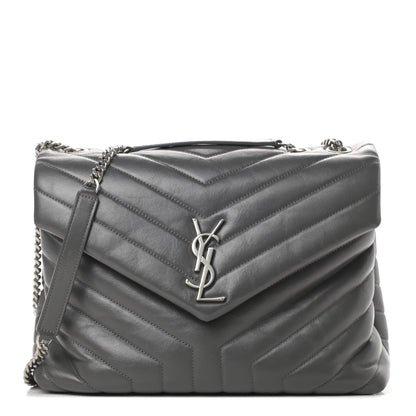 Saint Laurent Calfskin Y Quilted Monogram Medium Loulou Chain Satchel Asphalt 1 of 10