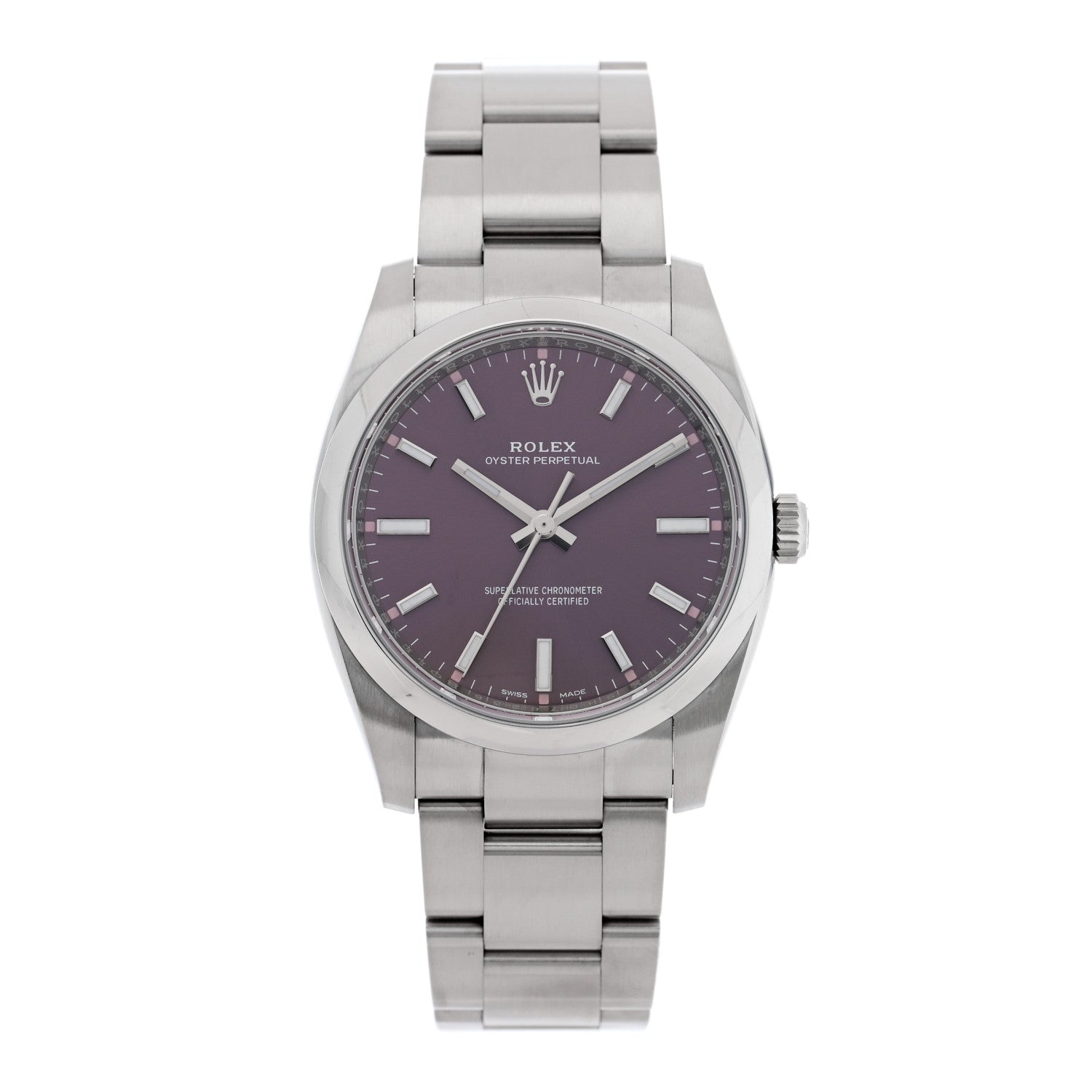 Rolex Stainless Steel 34mm Oyster Perpetual Watch Red Grape 114200 1 of 5