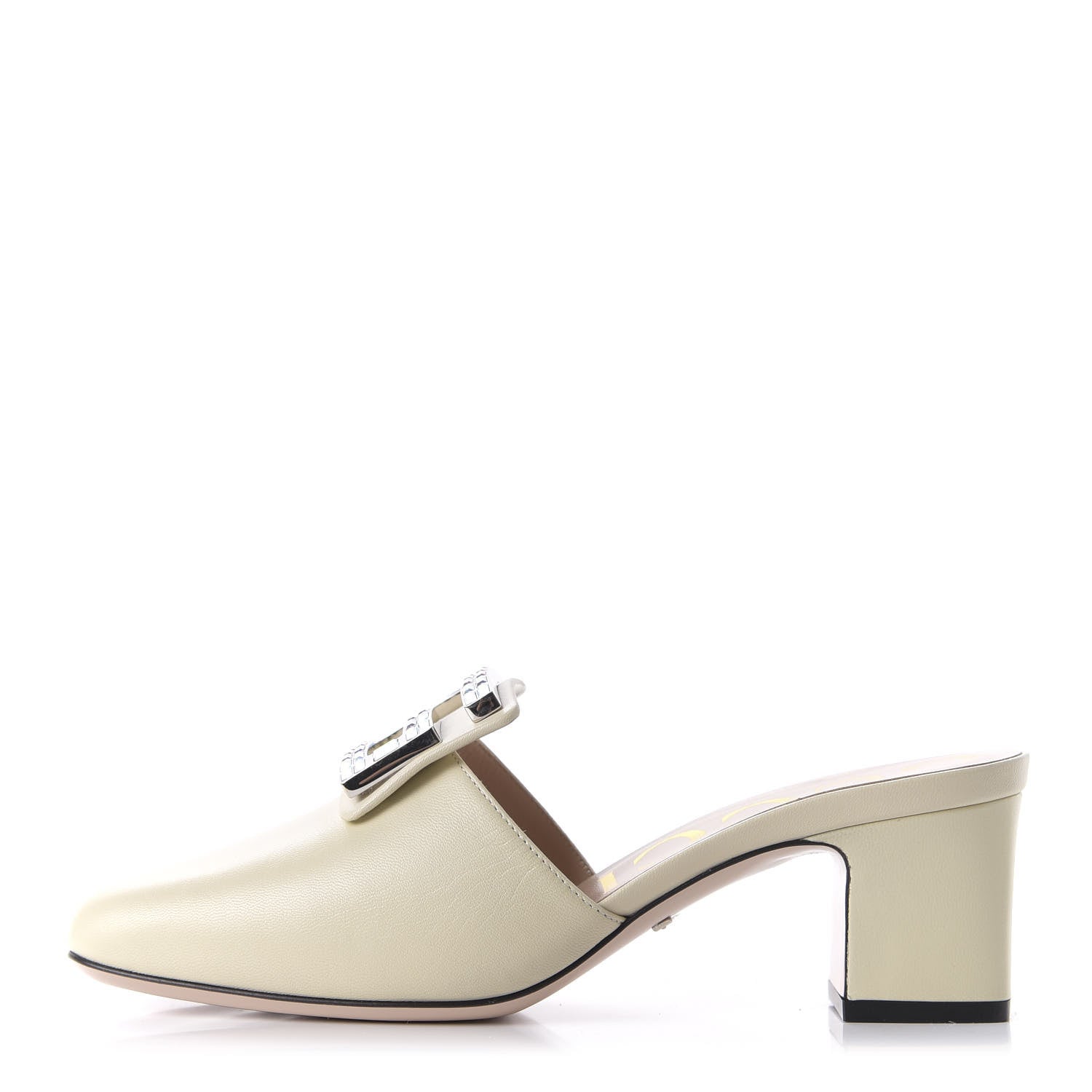 Gucci Malaga Kid Crystal Square G Madelyn Mules 37 Vintage White 1 of 9