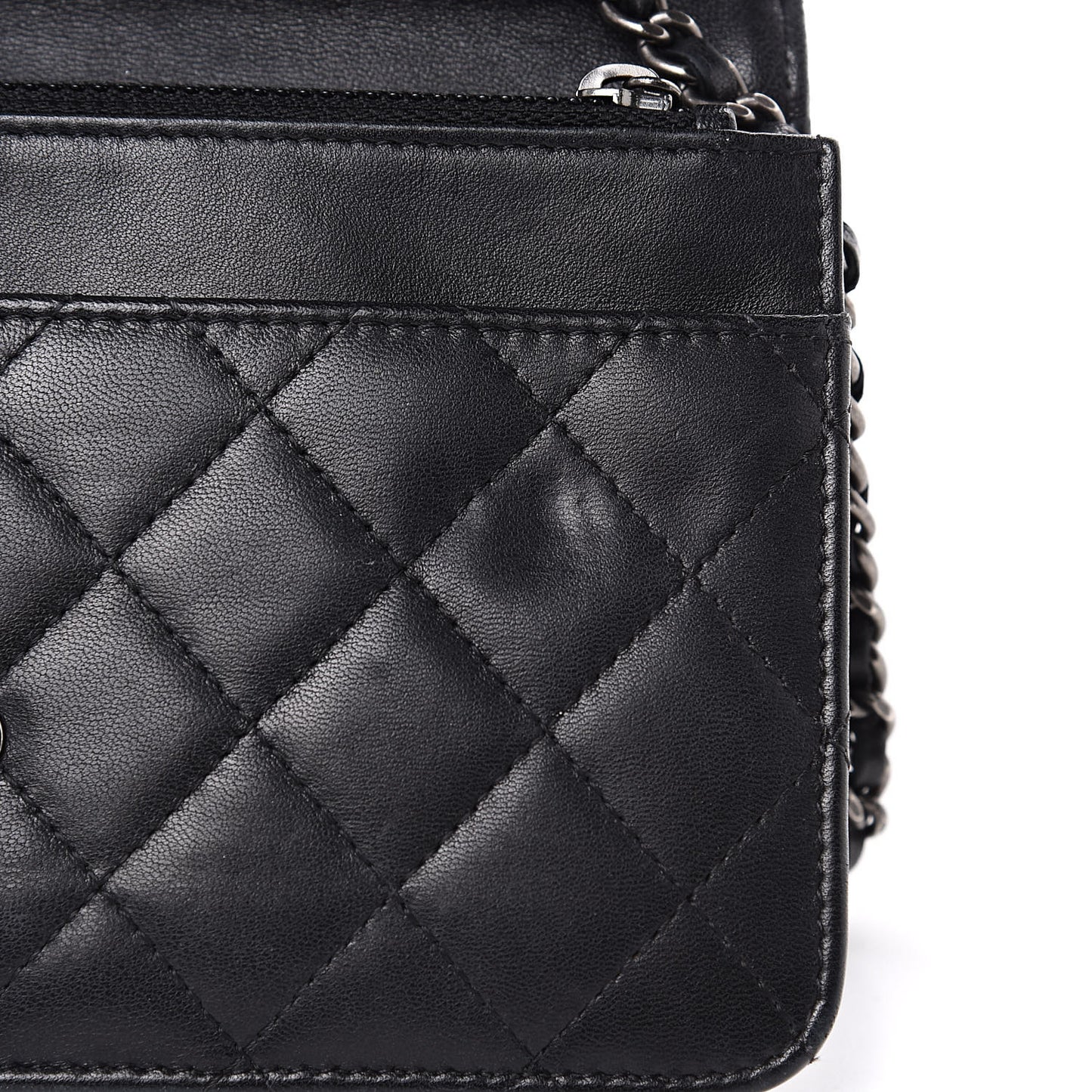 Lambskin Quilted Boy Wallet On Chain WOC Black