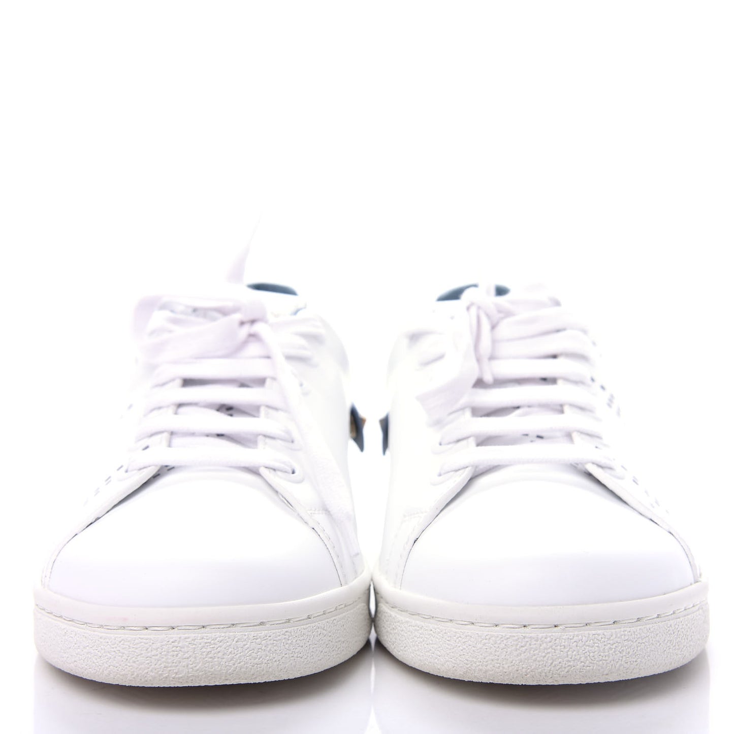 Calfskin Womens Backnet Sneakers 38.5 White Blue