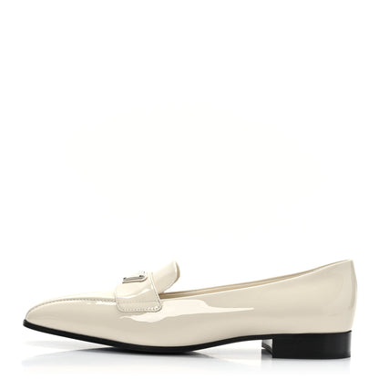 Prada Vernice Metal Triangle Logo 25mm Loafers 37.5 Avorio 1 of 7