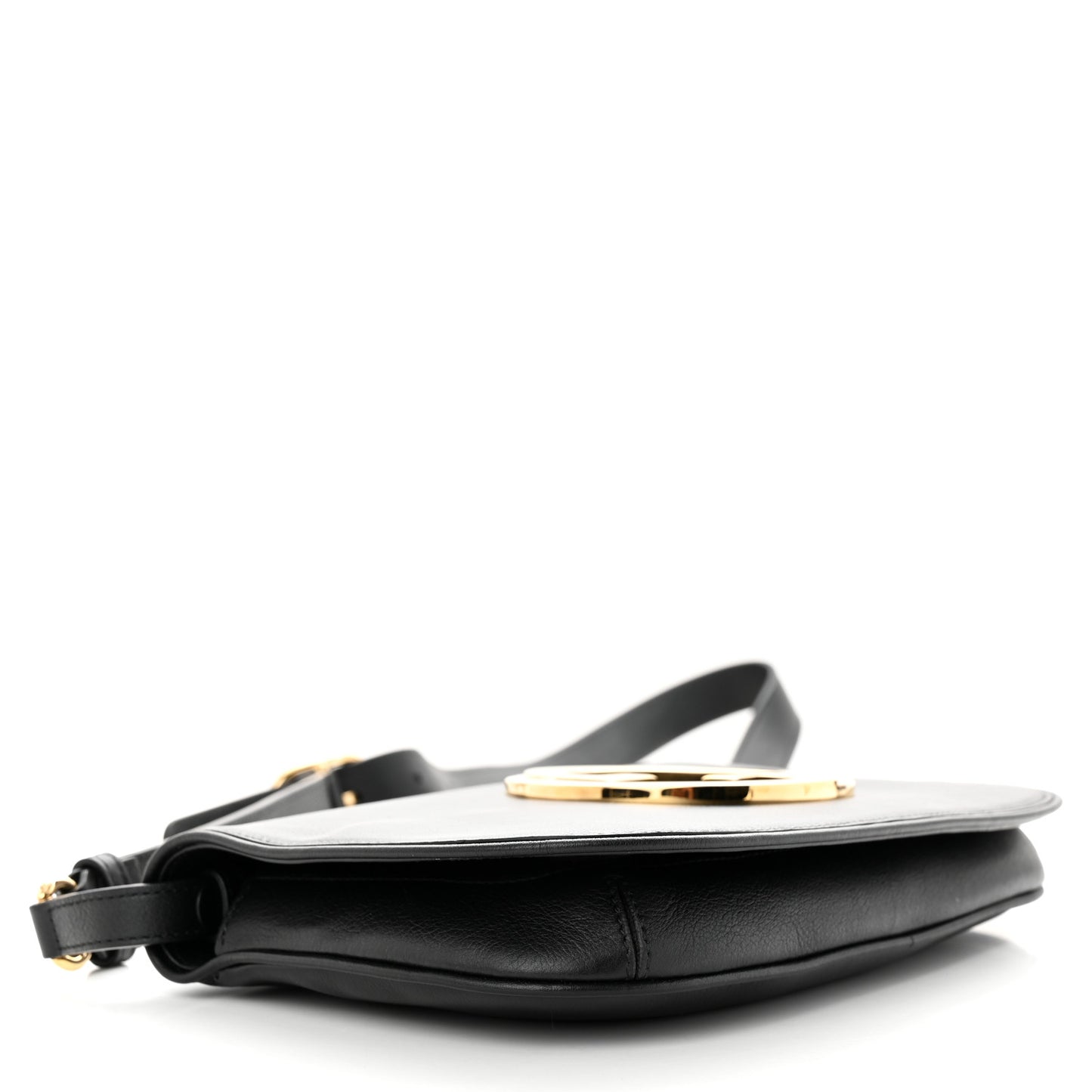 Roxy Calfskin Blondie Chain Shoulder Flap Bag Black
