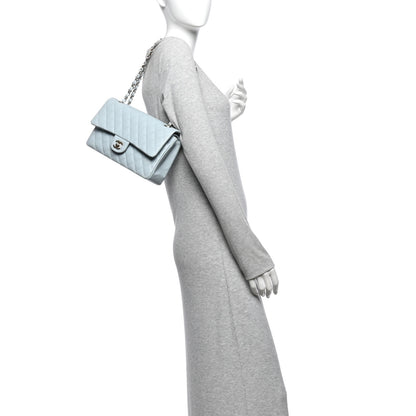 Chanel Caviar Quilted Medium Double Flap Light Blue 2 of 10