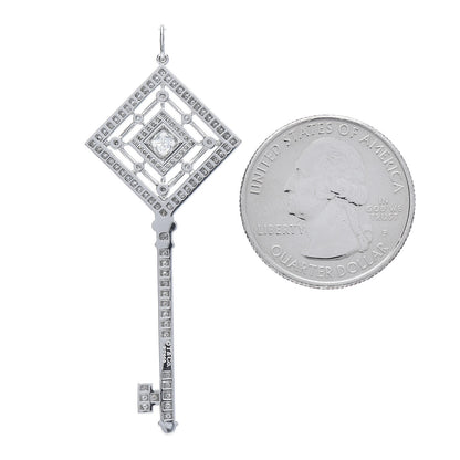Tiffany Platinum Diamond Grace Key Pendant 2 of 3