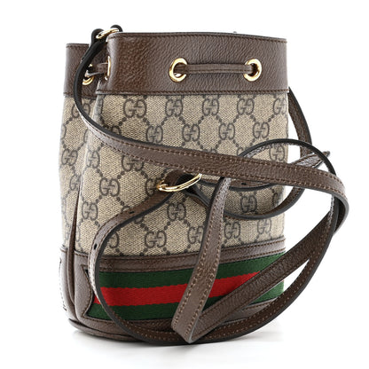 Gucci GG Supreme Monogram Web Mini Ophidia Bucket Bag Brown 3 of 11