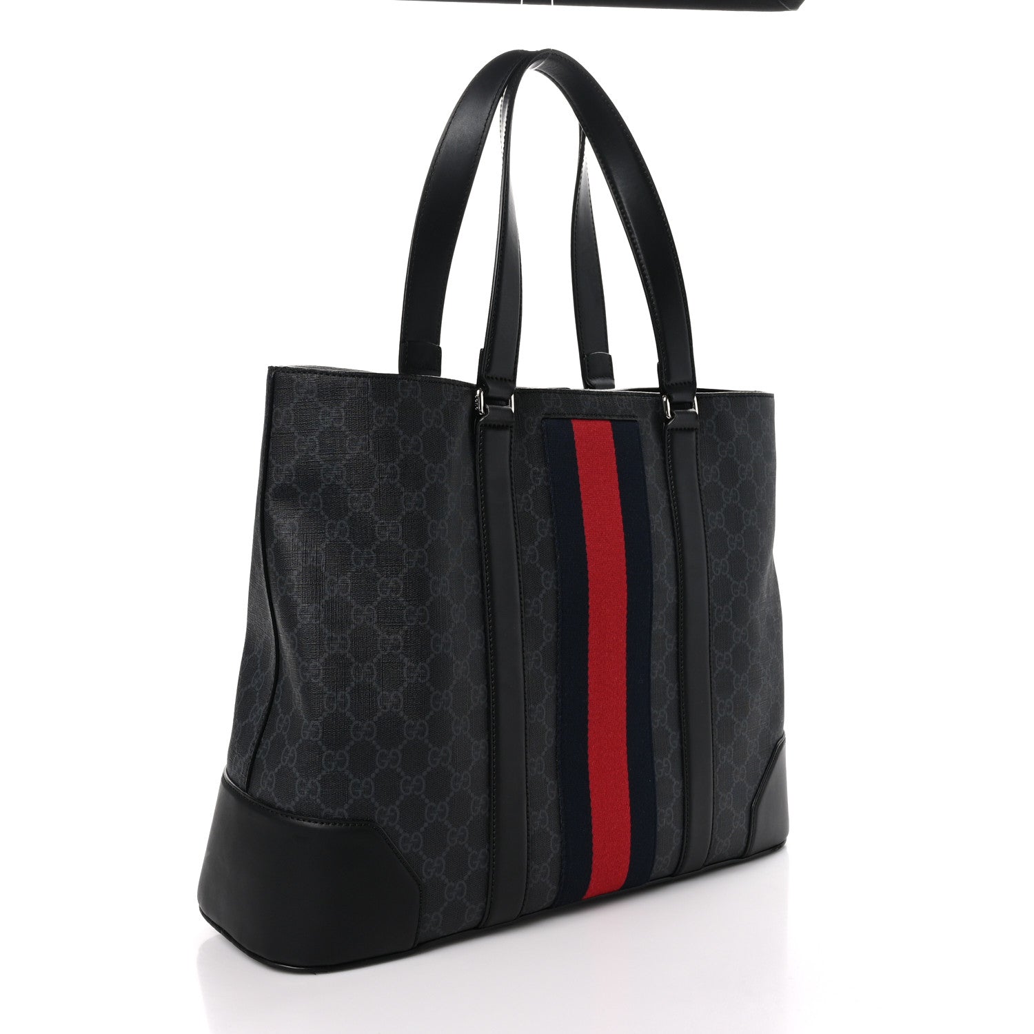 Gucci GG Supreme Monogram Web Tote Black Grey 3 of 9