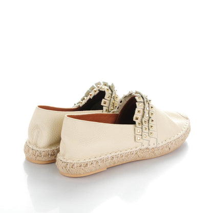 Valentino Garavani Pebbled Calfskin Rockstud Fringed Espadrilles 41 Ivory 4 of 6