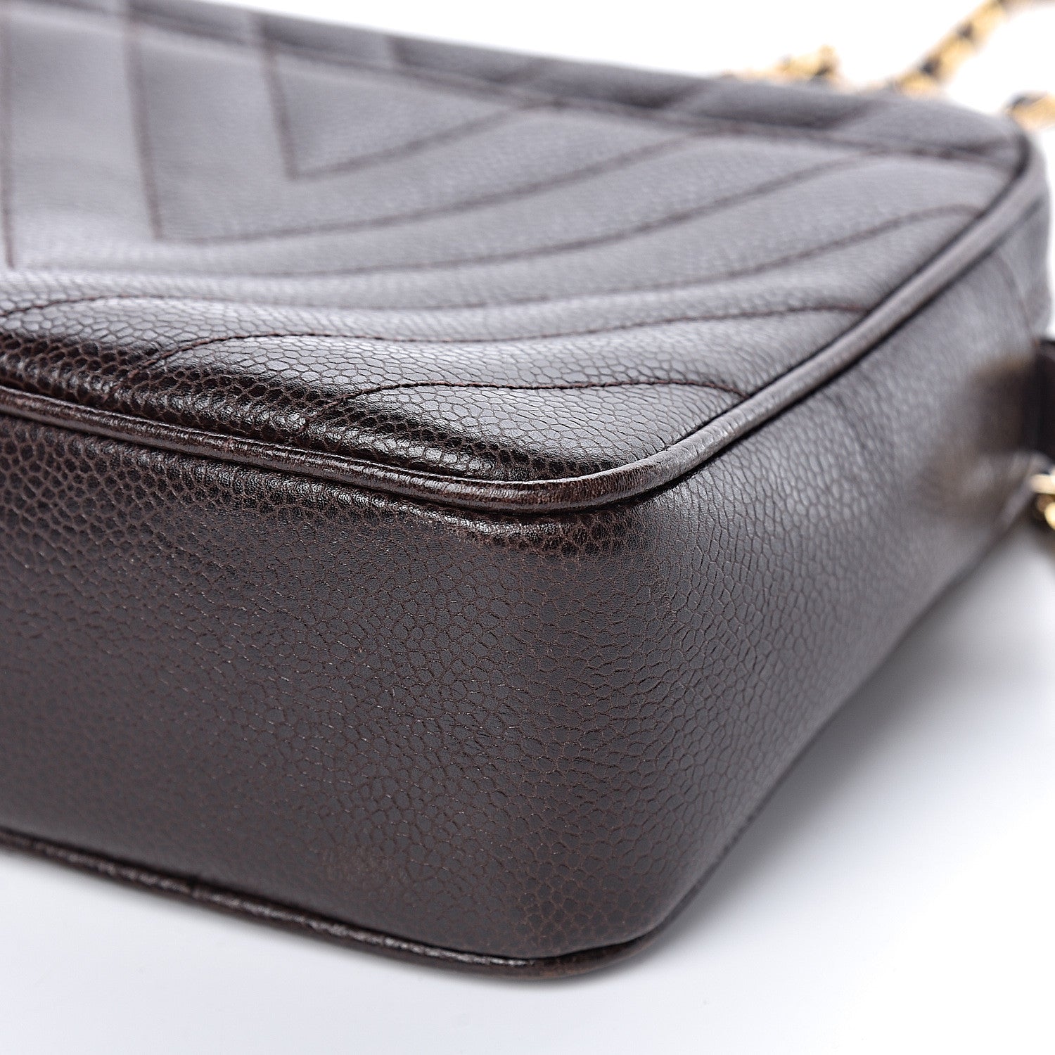 Chanel Caviar Chevron Quilted Camera Case Brown 11 of 15