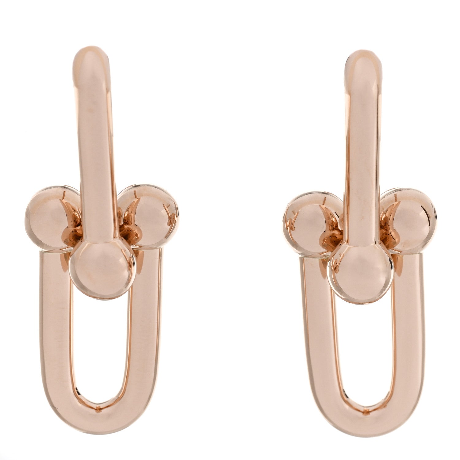 Tiffany 18K Rose Gold Large HardWear Link Earrings 1 of 5
