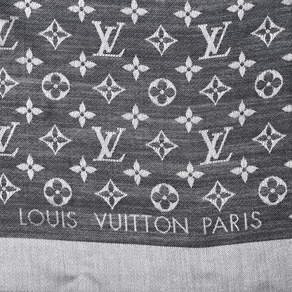 Louis Vuitton Wool Silk Monogram Denim Shawl Black 5 of 5