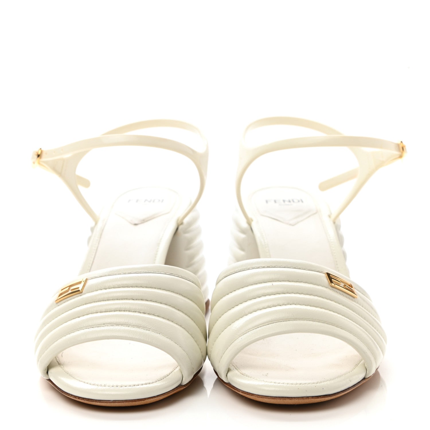 Fendi Calfskin Promenade Slingback Sandals 35 White 2 of 7