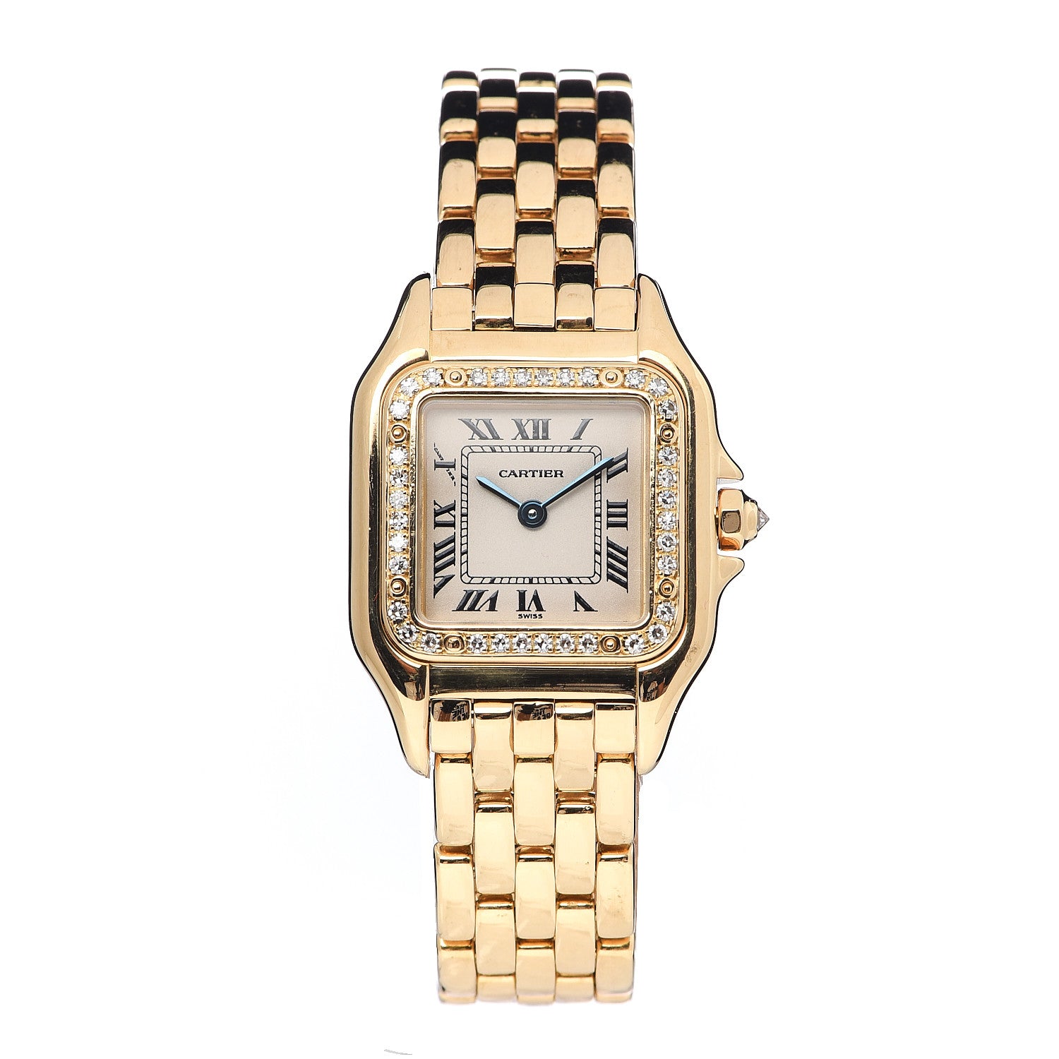 Cartier 18K Yellow Gold Diamond 22mm Panthere Quartz Watch 1 of 6