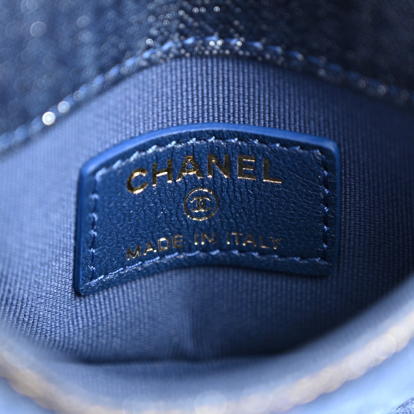 Denim Quilted Double You Flap Bag Charm Blue