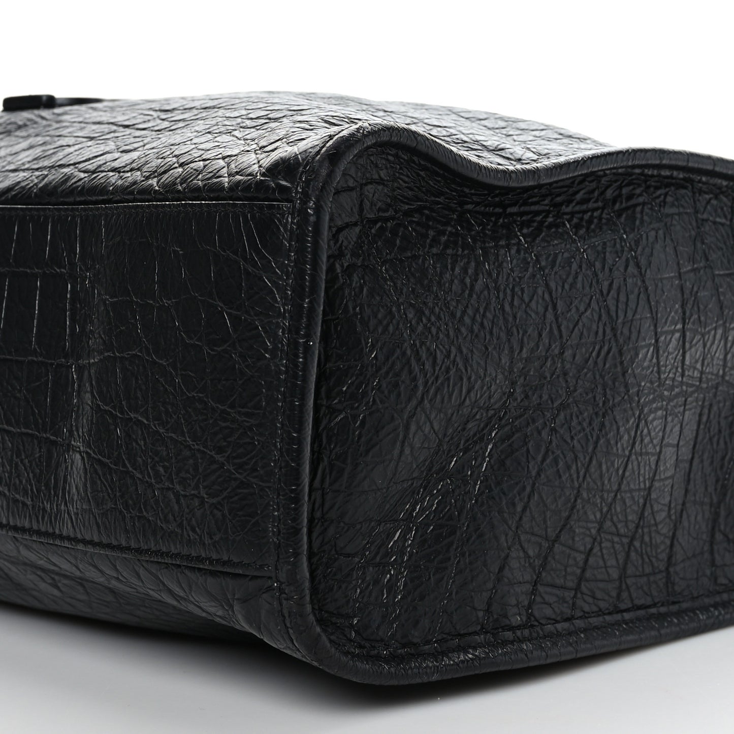 Calfskin Crocodile Embossed Monogram Large Niki Shopping Bag Black
