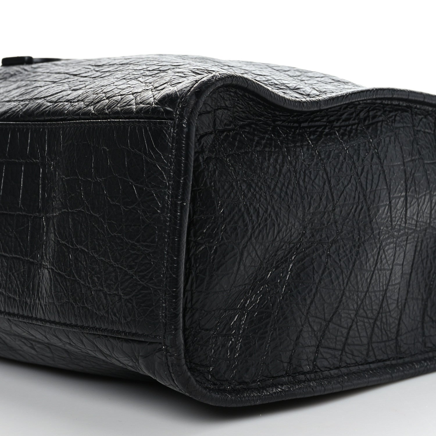 Saint Laurent Calfskin Crocodile Embossed Monogram Large Niki Shopping Bag Black 9 of 9