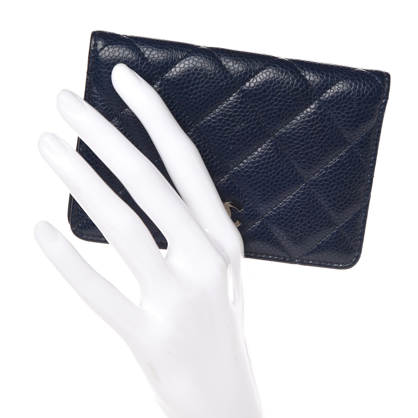 Caviar Quilted Card Holder Marine