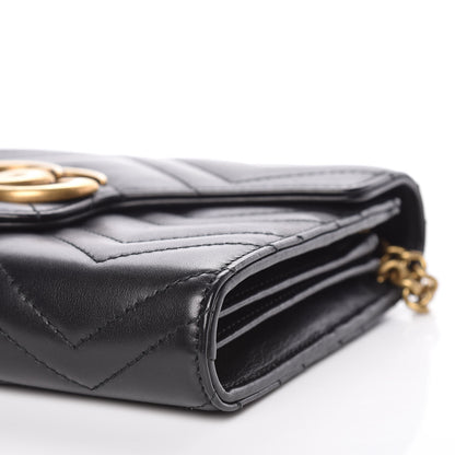 Gucci Calfskin Matelasse GG Marmont Chain Wallet Black 9 of 13