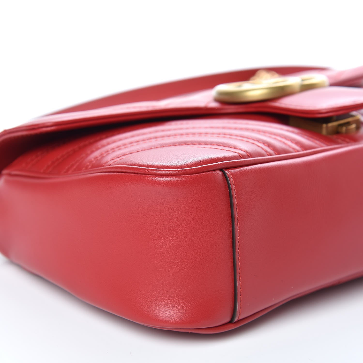 Gucci Calfskin Matelasse Small GG Marmont Shoulder Bag Hibiscus Red 8 of 10