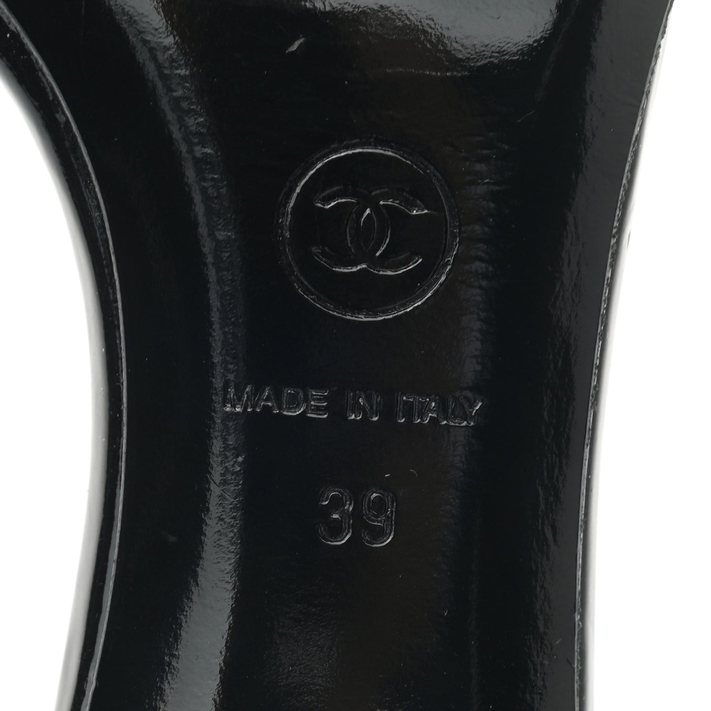 Patent Leather Camellia Mules 39 Black Ivory