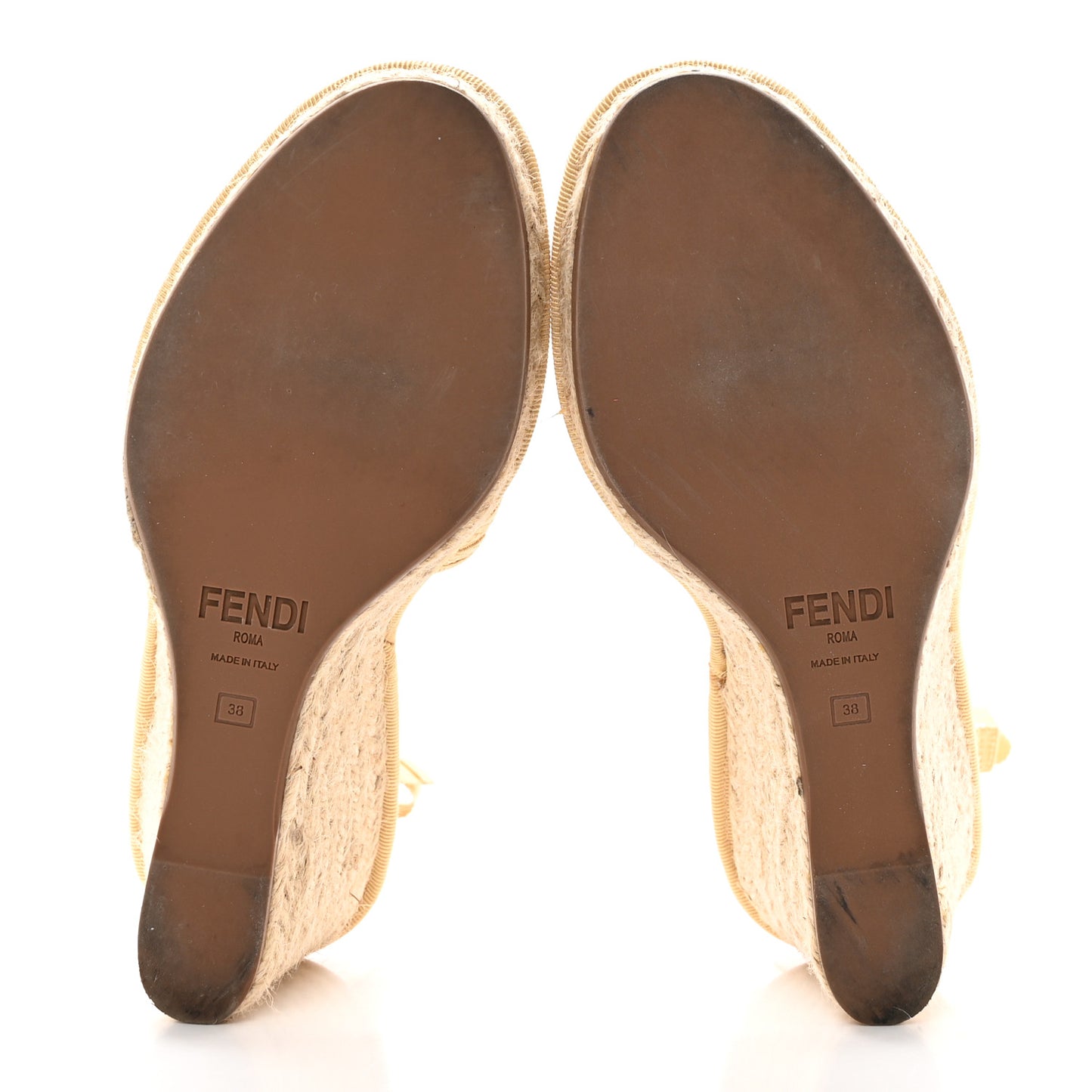 Rafia FF Embroidered Roma Ankle Wrap Espadrille Wedges 38 Natural