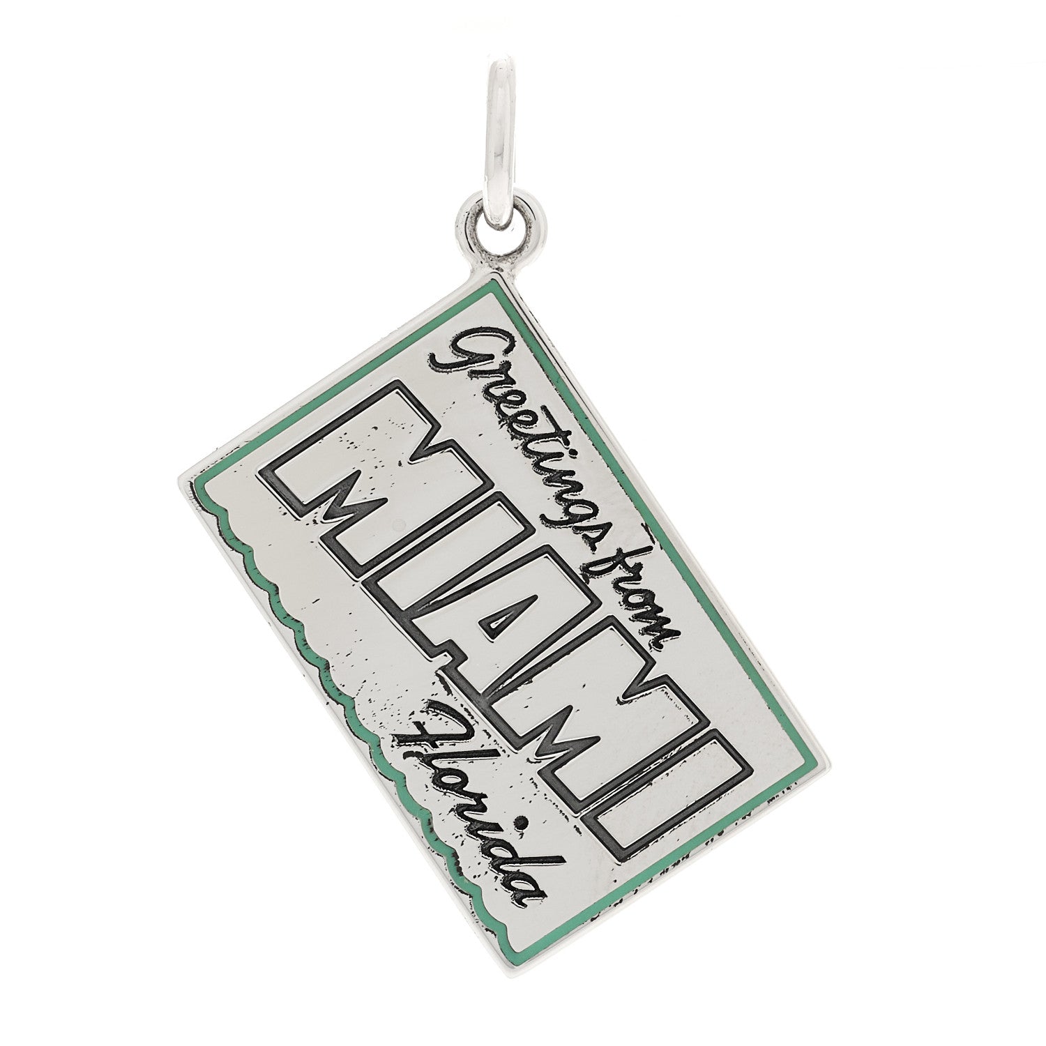 Tiffany Sterling Silver Enamel Miami Postcard Charm Blue 1 of 4