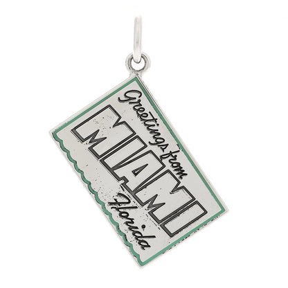 Tiffany Sterling Silver Enamel Miami Postcard Charm Blue 1 of 4