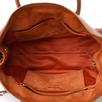 Miu Miu Goatskin Madras Zip Tote Orange 4 of 5