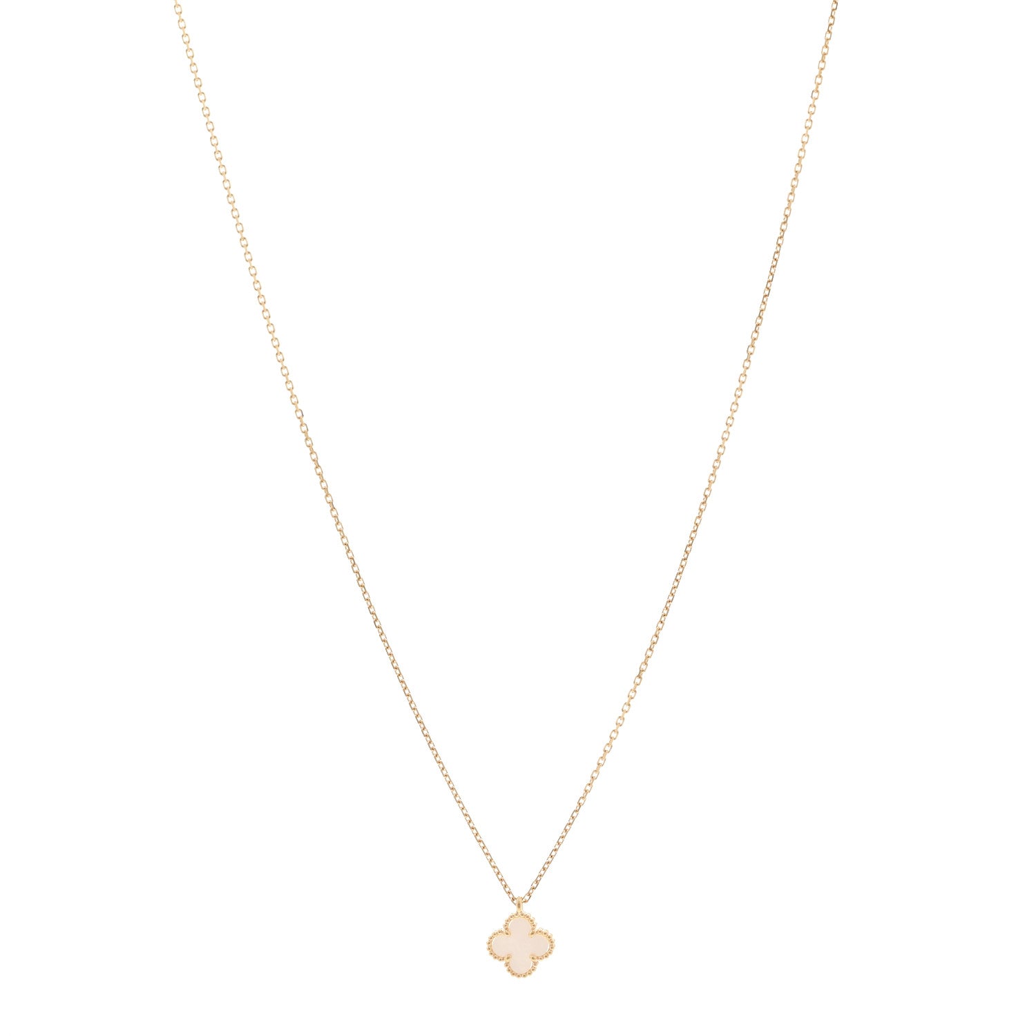 Van Cleef & Arpels 18K Yellow Gold Mother of Pearl Sweet Alhambra Pendant Necklace 1 of 6
