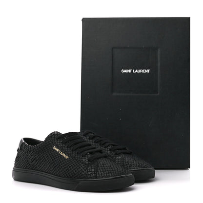 Saint Laurent Calfskin Python Effect Andy Low Top Sneakers 37.5 Black 9 of 9