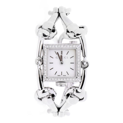 Gucci Stainless Steel Diamond Bezel Mother of Pearl 20mm Signoria Quartz Watch 1 of 9