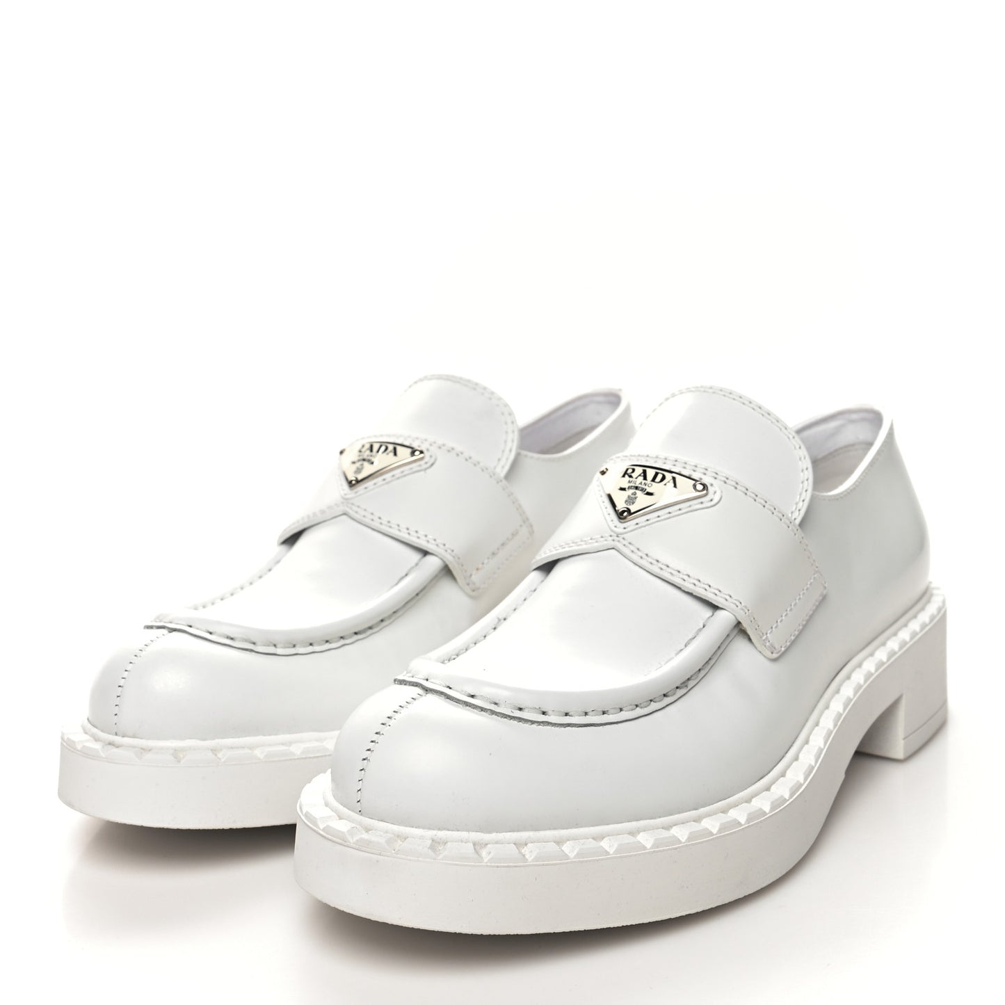 Spazzolato Metal Triangle Logo 50mm Loafers 39.5 White