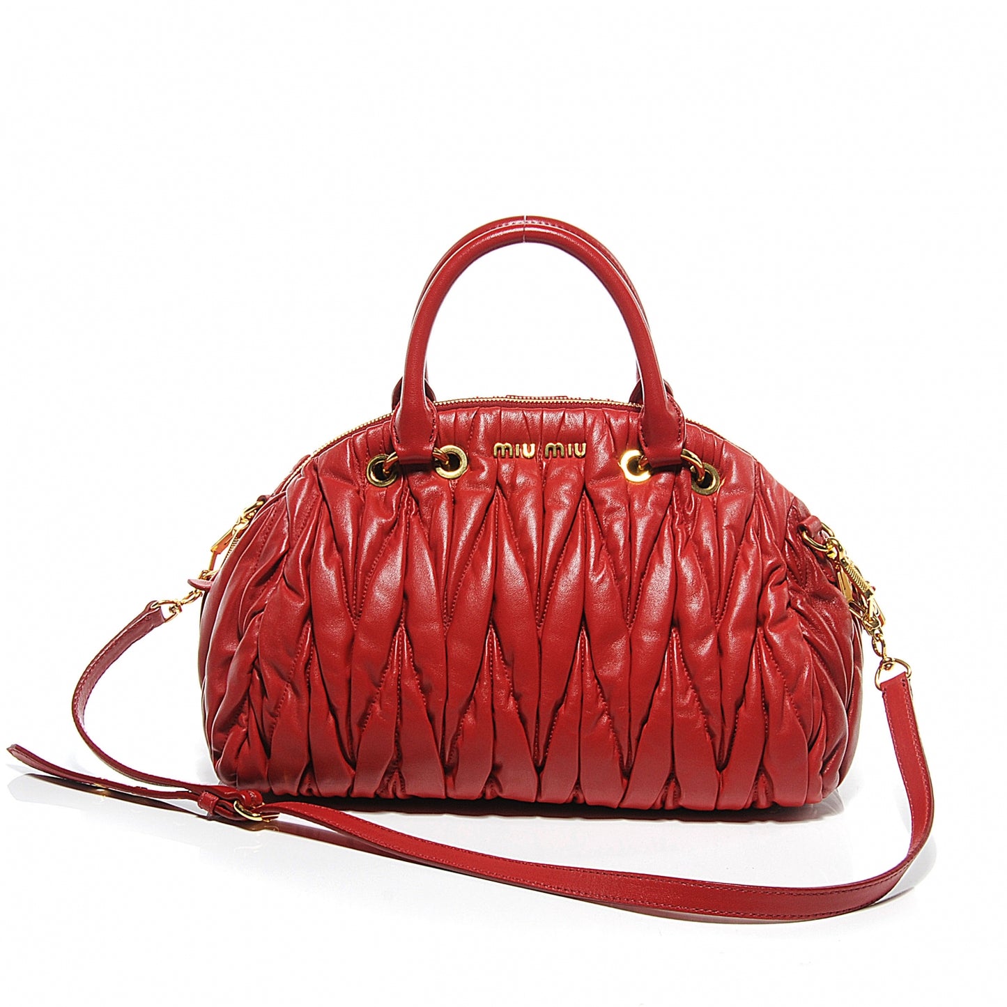 Leather Matelasse Bowler Red