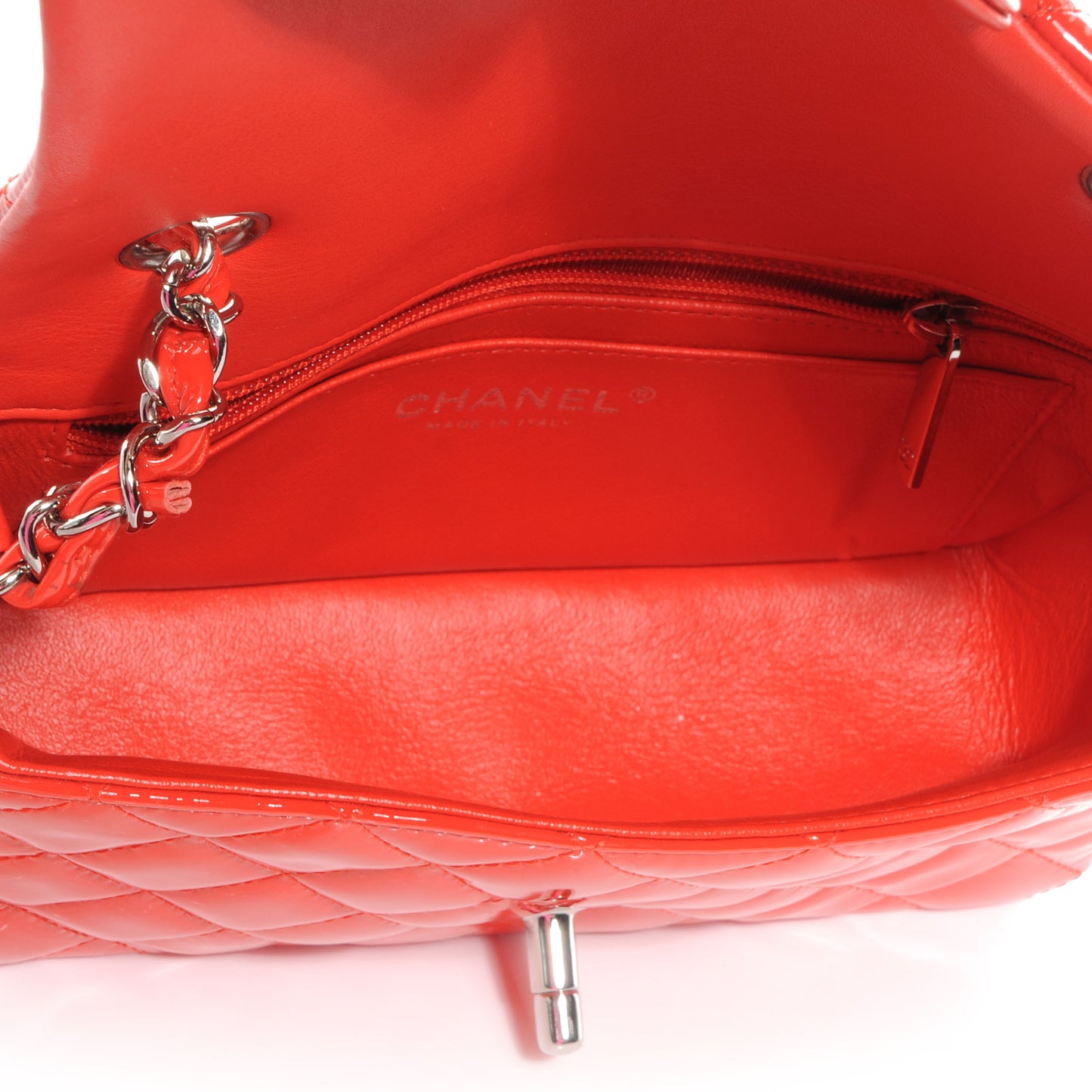 Patent Quilted Mini Flap Red