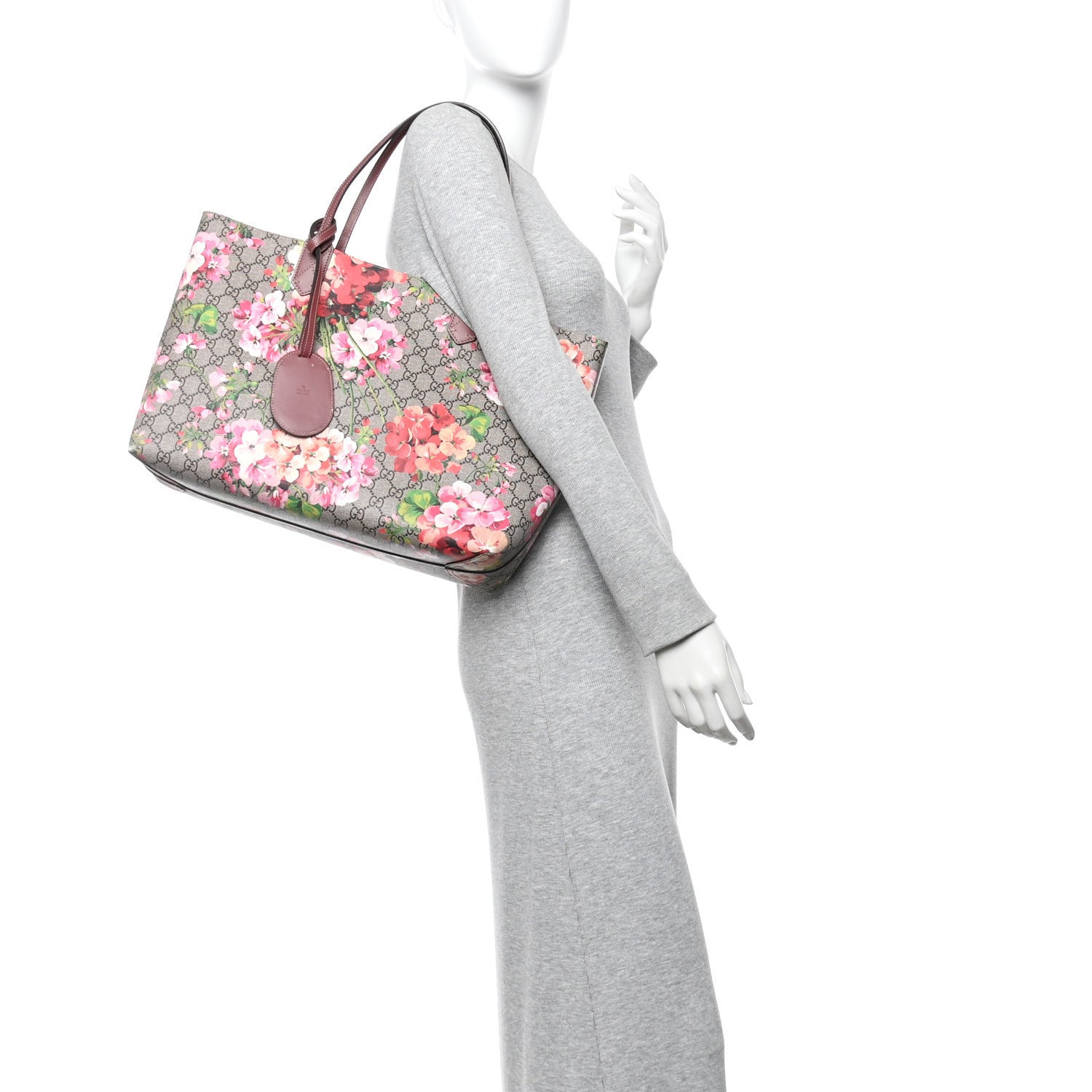 Gucci GG Supreme Monogram Blooms Medium Reversible Tote Beige Multicolor Dry Rose 2 of 12