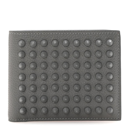 Christian Louboutin Calfskin Spiked Funky Bi-Fold Wallet Smoke Grey 2 of 14