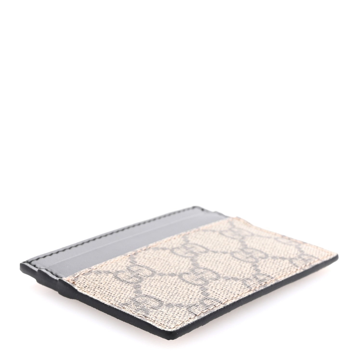 Gucci GG Supreme Monogram Calfskin Card Holder Beige Black 4 of 6