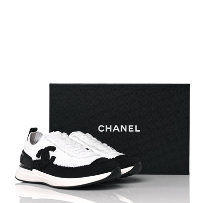 Chanel Knit Womens CC Sneakers CC Sneakers 37.5 White Black 9 of 9