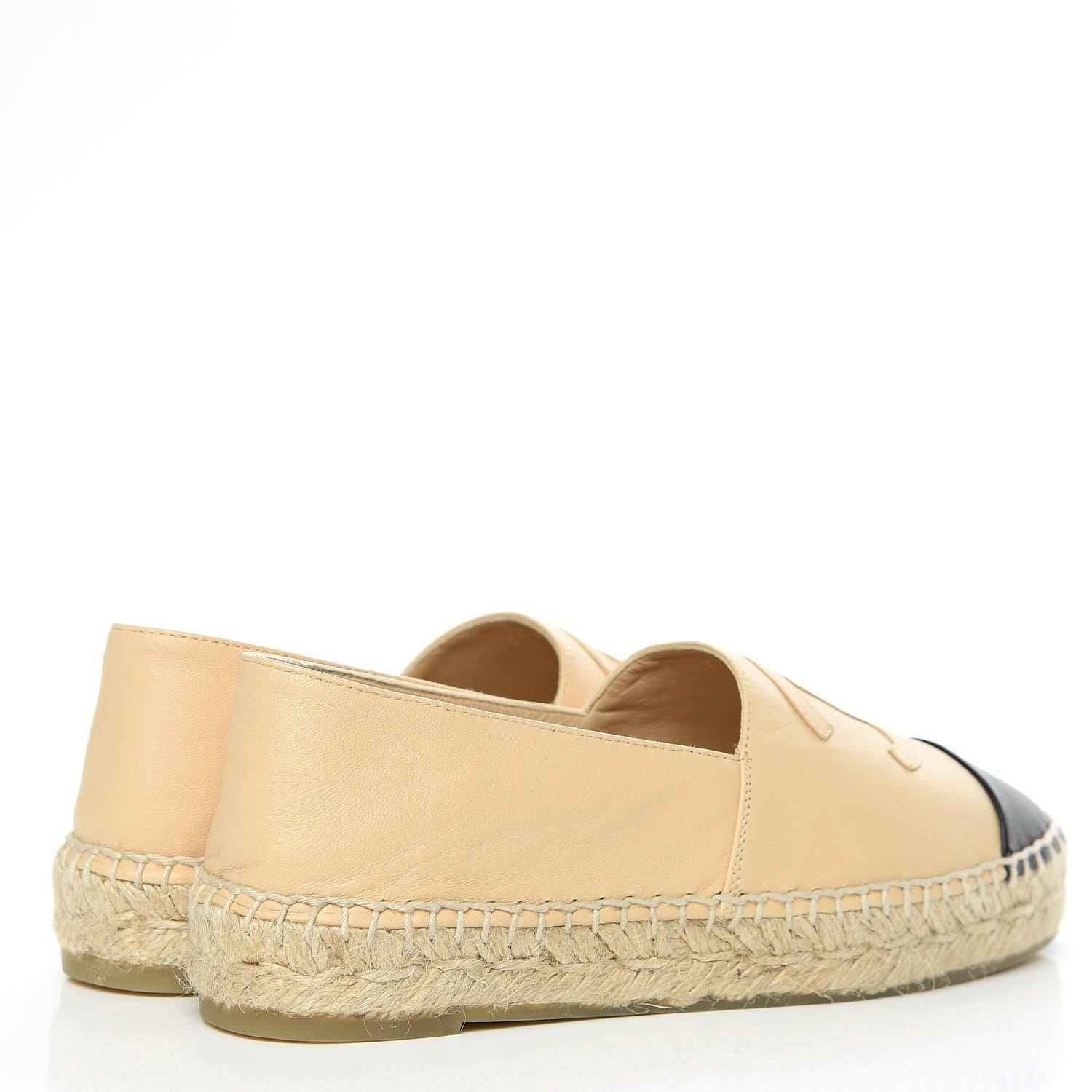 Chanel Lambskin CC Espadrilles 35 Beige Black 4 of 9