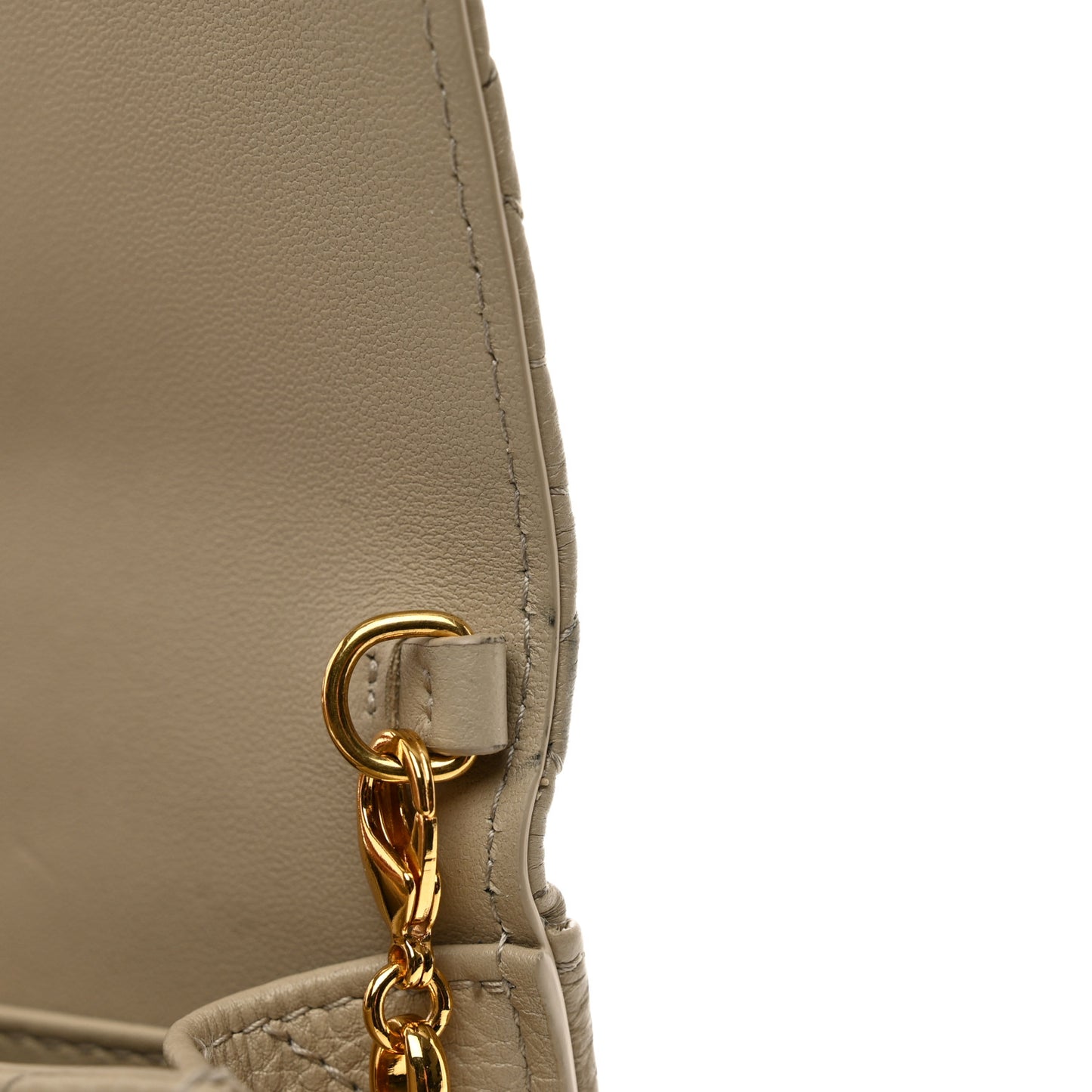 Supple Calfskin Caro Pouch with Chain Sand
