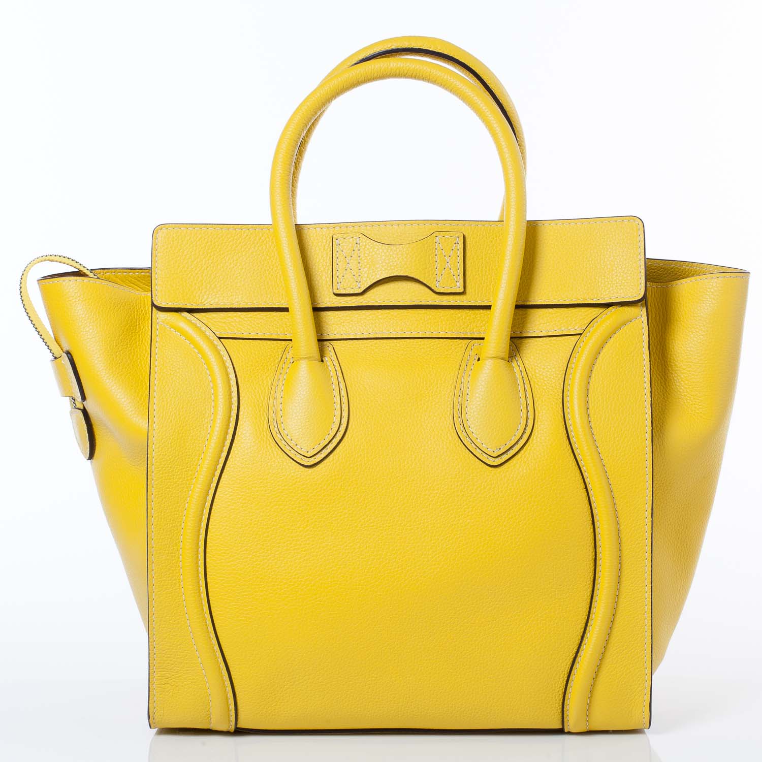 Celine Drummed Calfskin Mini Luggage Citron 4 of 10