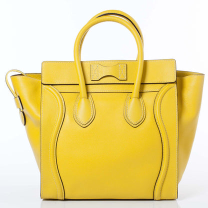 Celine Drummed Calfskin Mini Luggage Citron 4 of 10