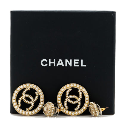 Chanel Pearl CC Drop Earrings Light Gold 5 of 5