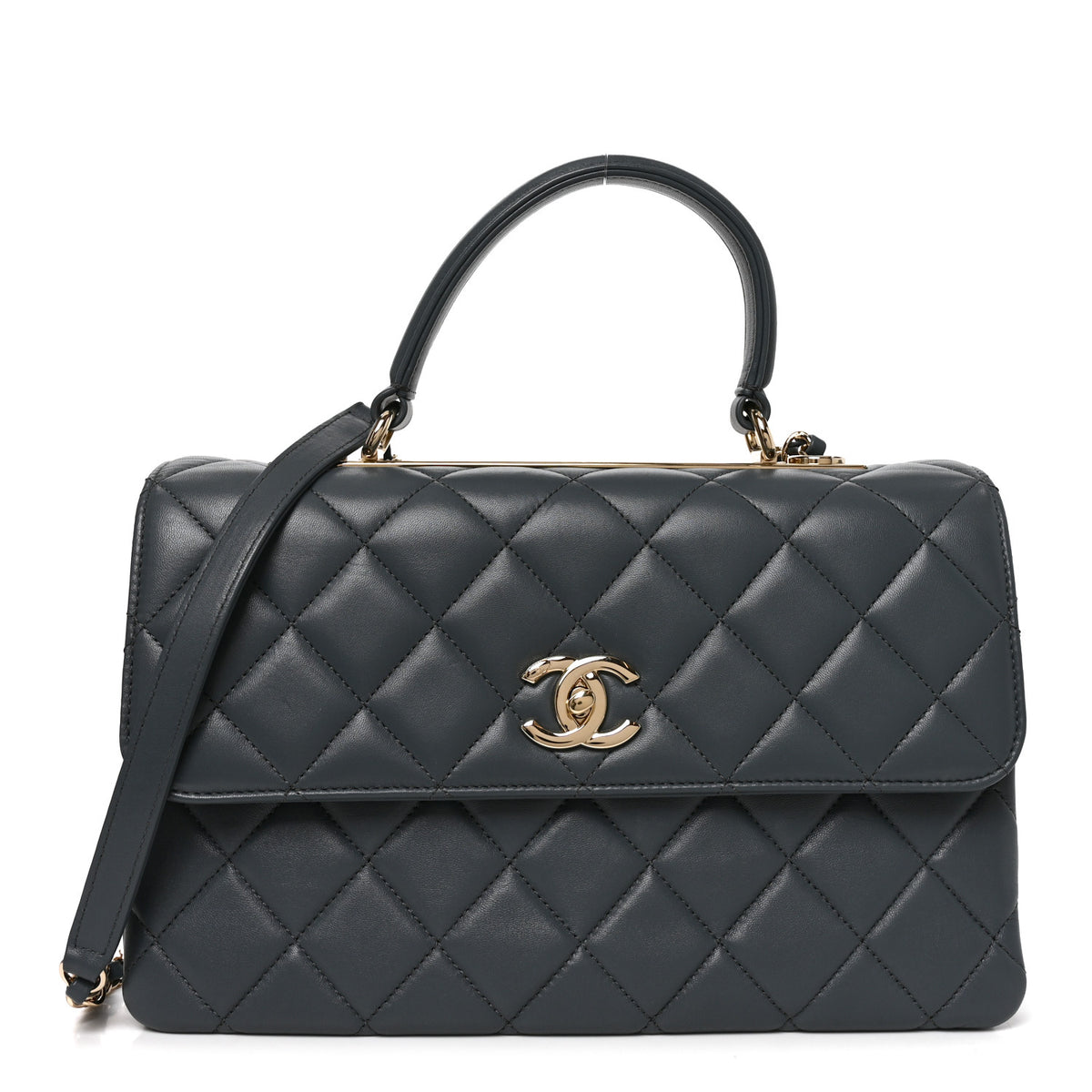 Chanel Lambskin Quilted Medium Trendy CC Flap Dual Handle Bag Dark Grey 1 of 10