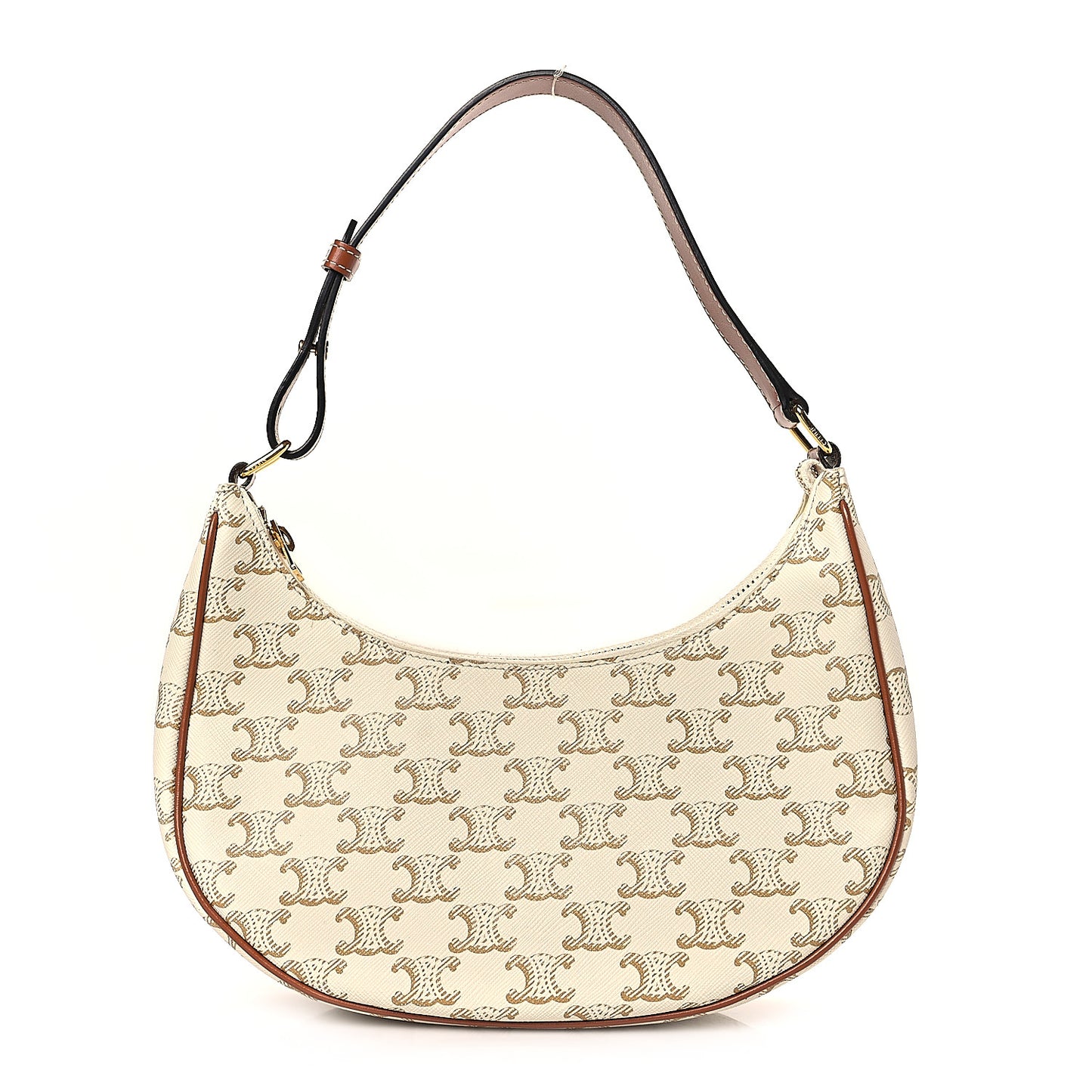 Canvas Calfskin Ava Triomphe Shoulder Bag White