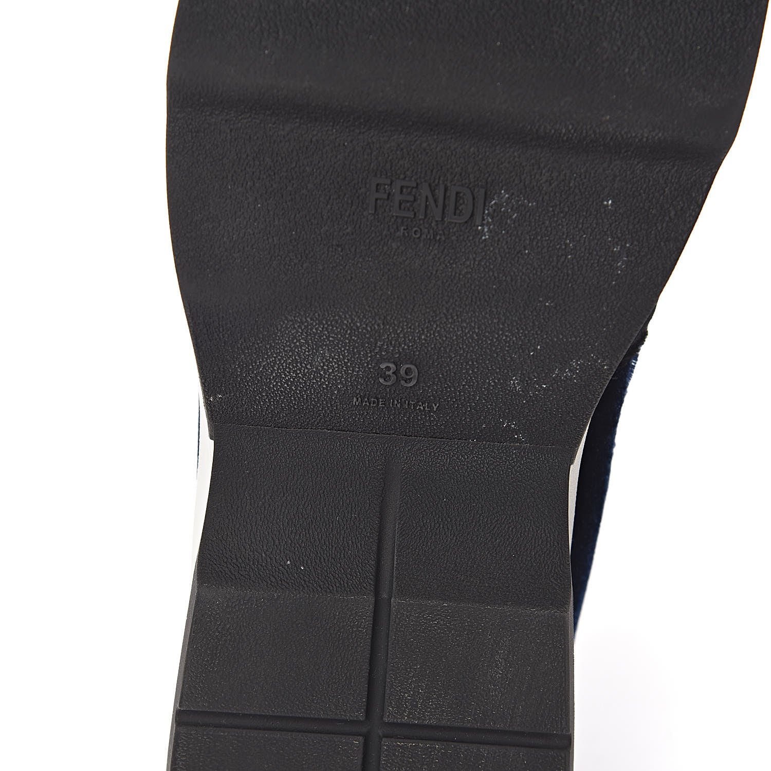 Fendi Velvet Stretch Logo High Top Sneakers 39 Black Blue 9 of 10