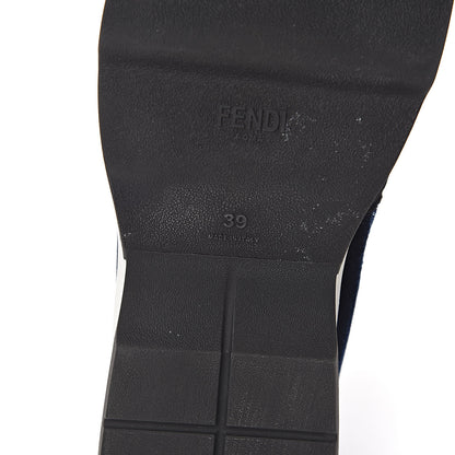 Fendi Velvet Stretch Logo High Top Sneakers 39 Black Blue 9 of 10