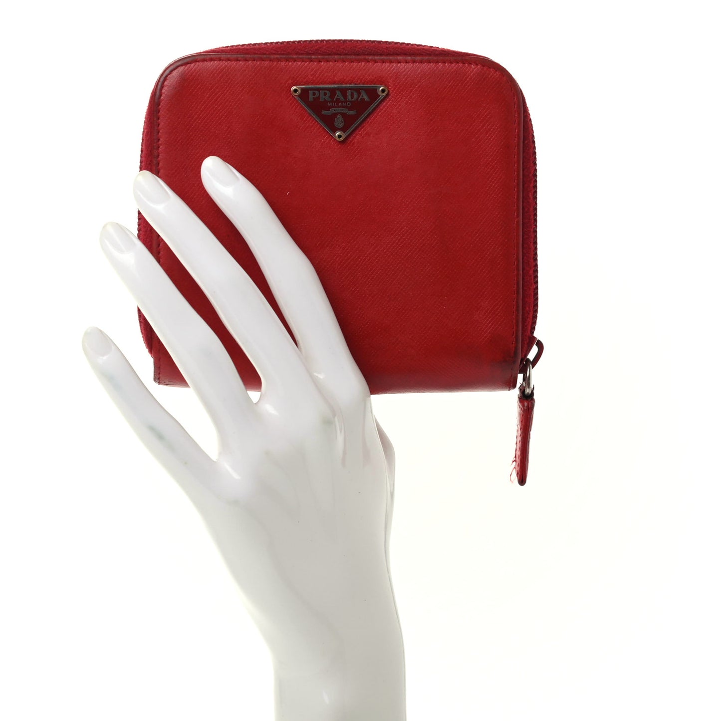 Saffiano Triangle Compact Wallet Red
