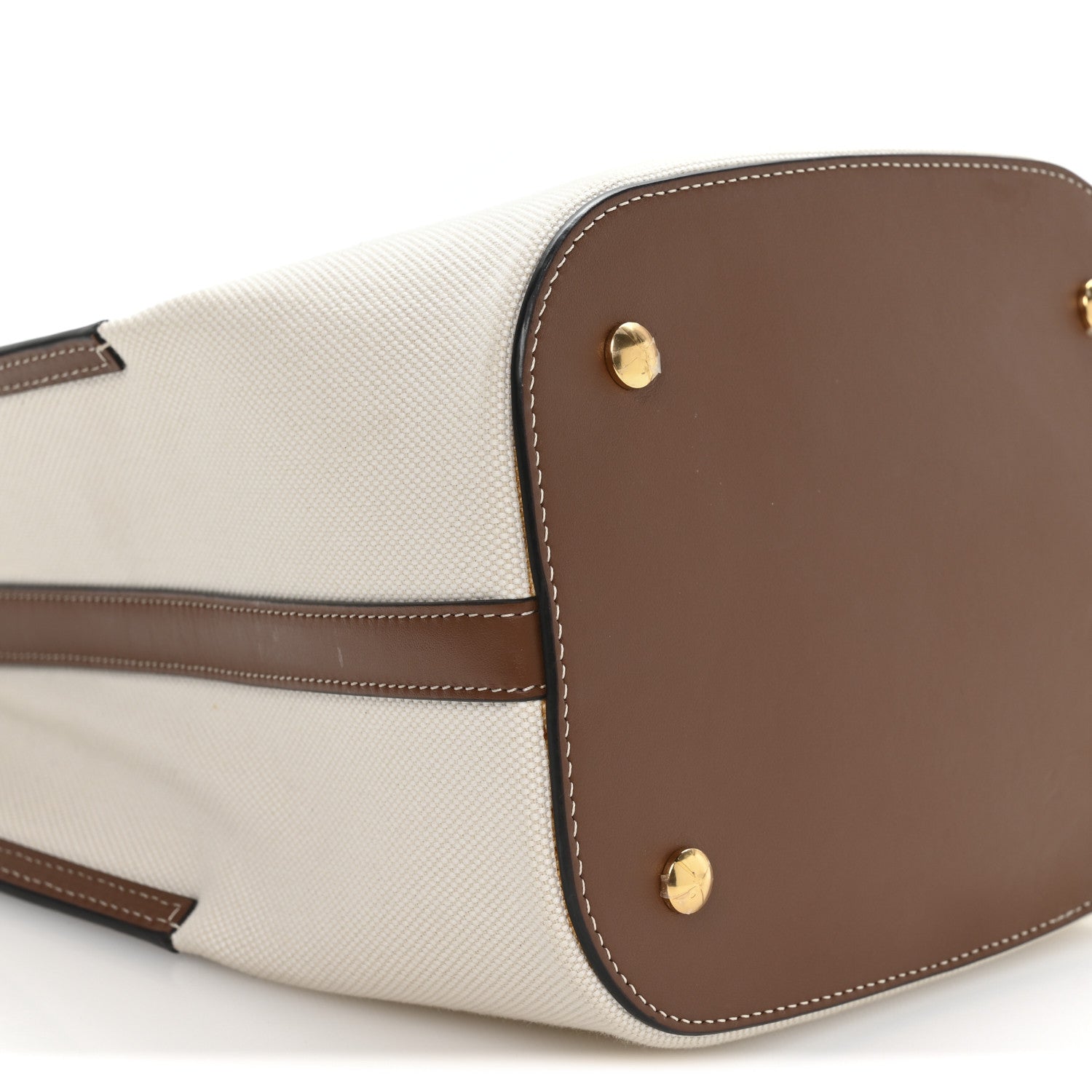 Burberry Canvas Cotton Small Peggy Bucket Bag Natural Gold 17 of 19